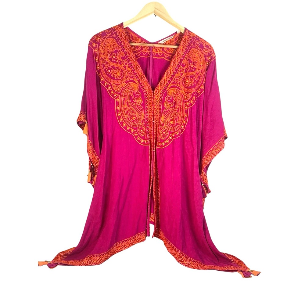Soft Surroundings Catalpa Topper embroidered beaded tunic kimono S/M - Picture 3 of 6
